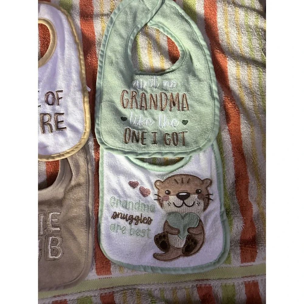Baby Bib & Burb Cloth Lot Unisex Neutral Woodland Grandma Sayings Infant 17 PCS!